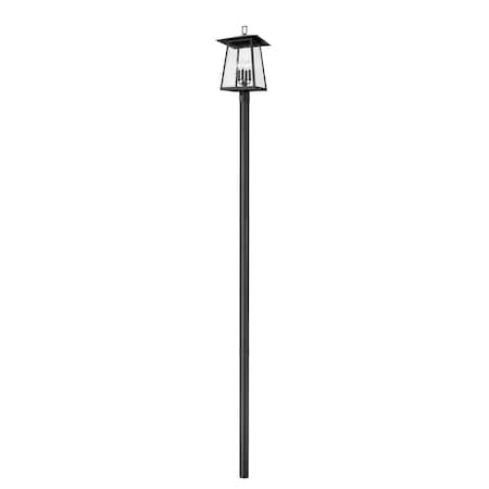 Z-Lite Rainer 4 Light Outdoor Post Mounted Fixture, 13.5in. W x 142.25in. H, Black 5015PHBR-5009P120-BK